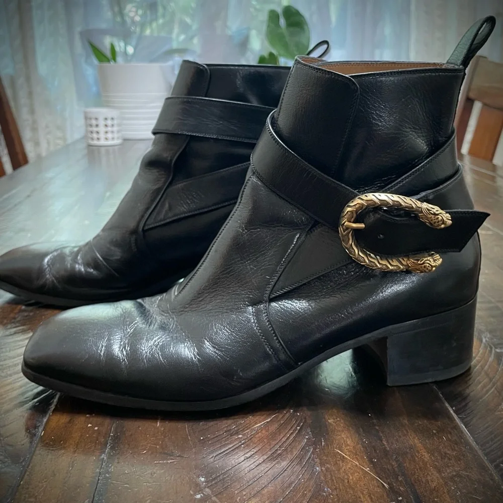 Gucci Dionysus Jodhpur Ankle lift boots lion buckle slip on - Picture 5 of 15